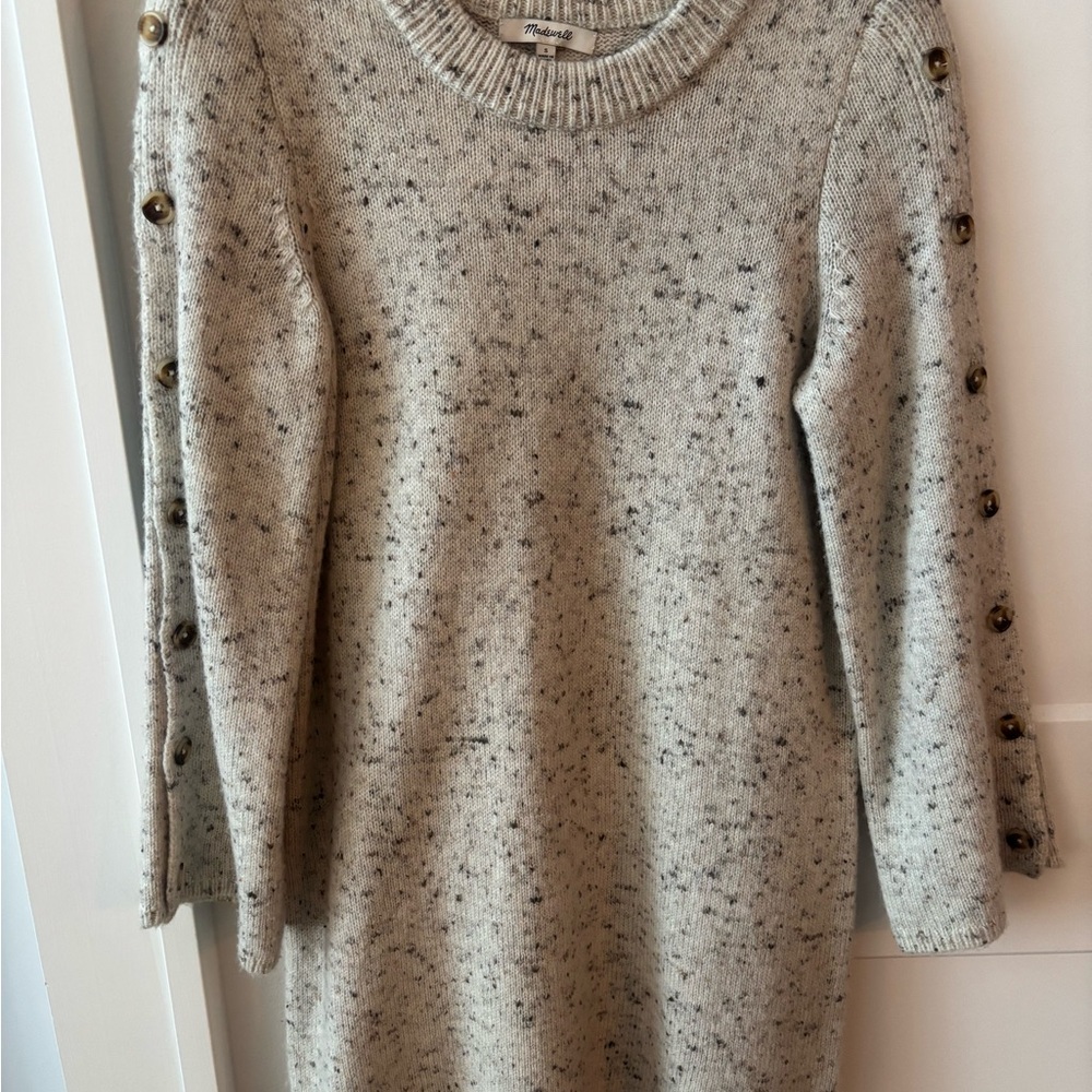 Madewell Speckled Knit Crewneck Sweater Dress